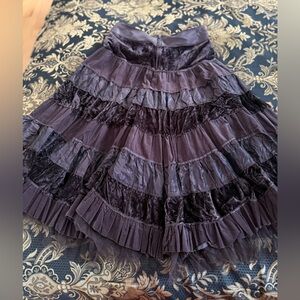 Amelia Austin Chic Velvet Brown Tiered A-Line Midi Skirt Timeless piece